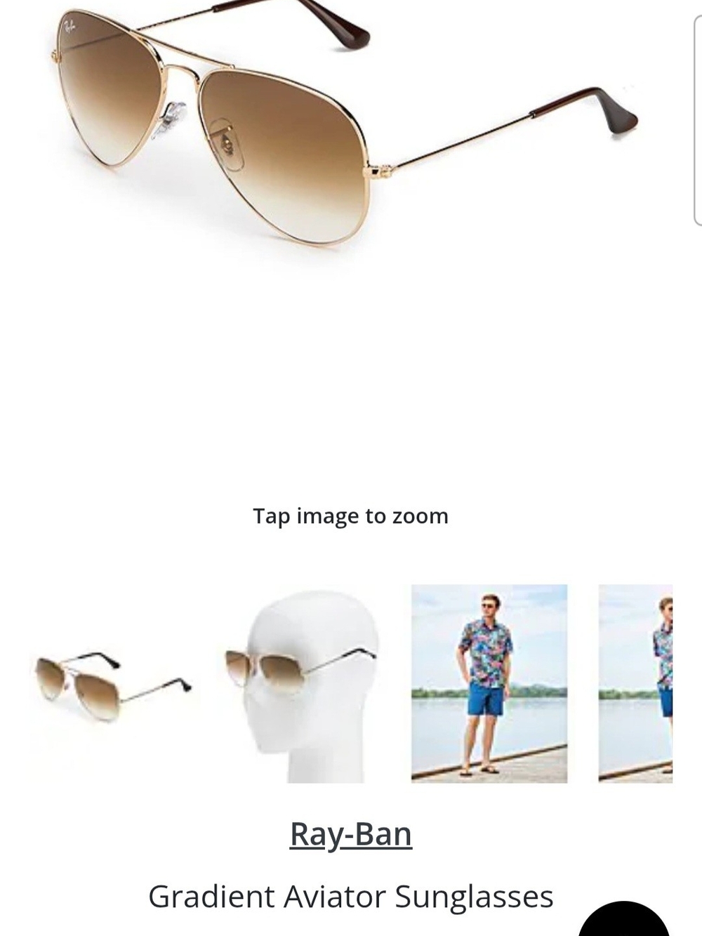 Ray-Ban Women's/Men’s Gold Frame Aviator Sunglasses with Brown Gradient Lenses